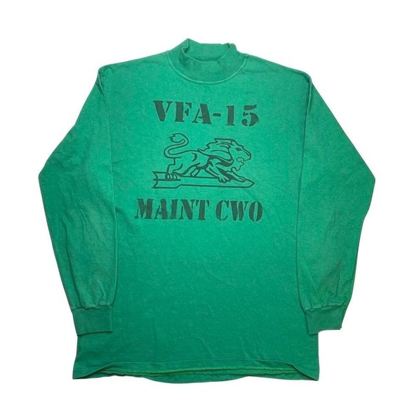 Vintage Air Force military squadron crew mock neck shirt LARGE - Picture 2 of 5